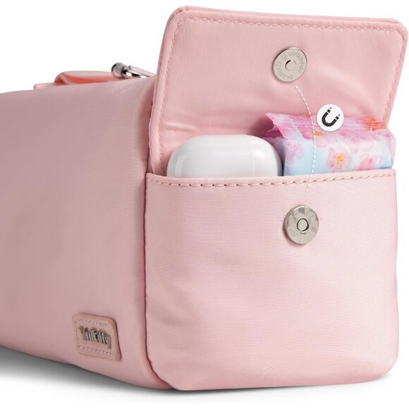 Pink Nylon Crossbody Bag for Women 10.2x3.9x5.1 Inch Small Shoulder Sling Purse - Picture 6 of 7